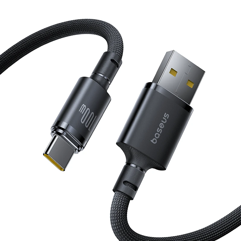 Baseus New Braided Series 100W USB-A to Type-C Cable Fast Charging Data Transmission Tinned Copper Core Line 1M/2M Long for iPhone 17 17 Pro 16 15 Pro Max for Huawei Mate XTs for Xiaomi 17pro for SAMSUNG for VIVO for OPPO