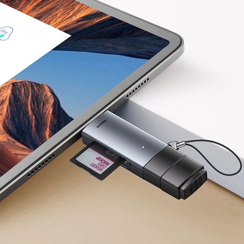 Baseus SD/TF Card Reader 2 in 1 USB3.0/Type-C Smart Memory Card Flash Drive Adapter for Phone Tablet Laptop Accessories — view 5