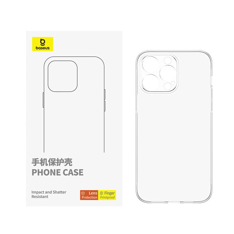 Baseus Simple Series Transparent Mobile Phone Case for iPhone 16 Pro Max Shockproof Protective Mobile Cover with Airbag for iPhone 16 Plus Oil-resistant Soft TPU Silicone Shell — view 3