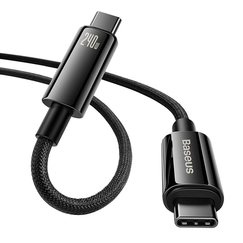 Baseus Tungsten Gold 240W Type-C to Type-C Cable PD3.1 Power Delivery Fast Charging Data Transmission Tinned Copper Core Line 1M/2M/3M Long for Huawei Mate50 for Samsung Galaxy S23 for Oppo Reno9 for Redmi K60 — view 4