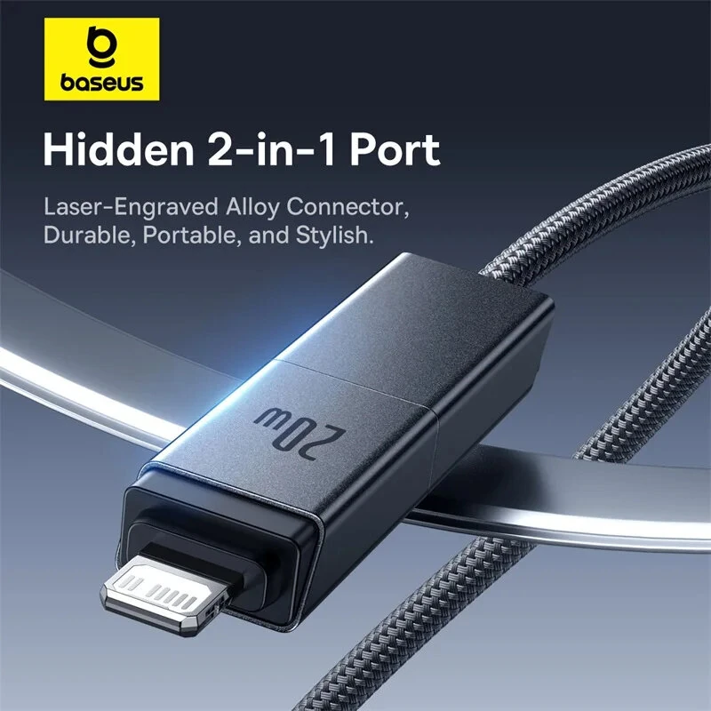 Baseus Versatile 60W USB-A+USB-C to USB-C+iP Cable PD Fast Charging Data Transmission Copper Core Line 1M/2M Long for  iPhone 16 Pro 15 Pro Max 14 13 12 for Huawei Mate XT for Xiaomi 15pro for Samsung Galaxy Z Flip6 — view 4