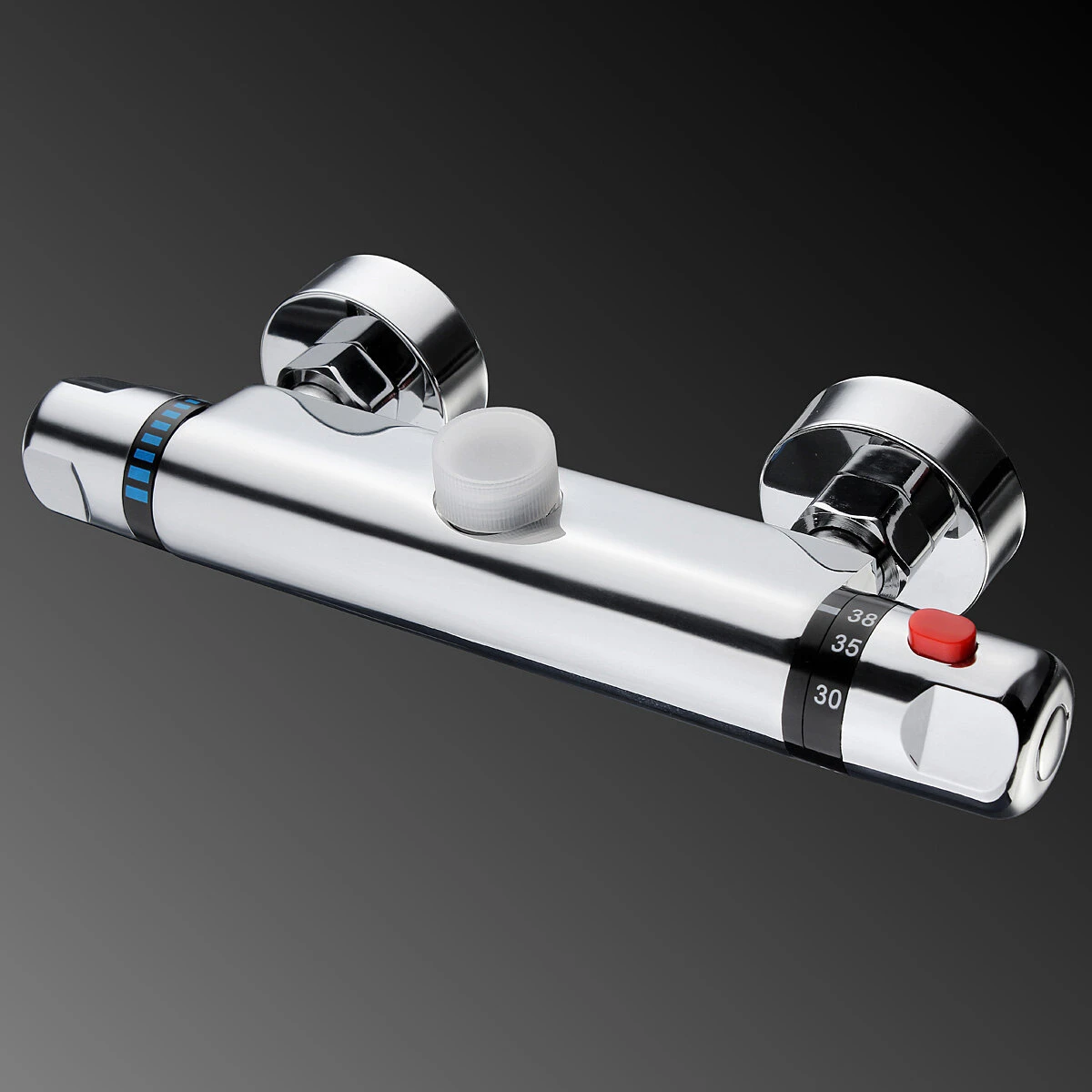 Bathroom Wall-mount Brass Thermostatic Shower Valve Bath Mixer Shower Control Valve Bottom Faucet 3/4" Thread Connector — view 3