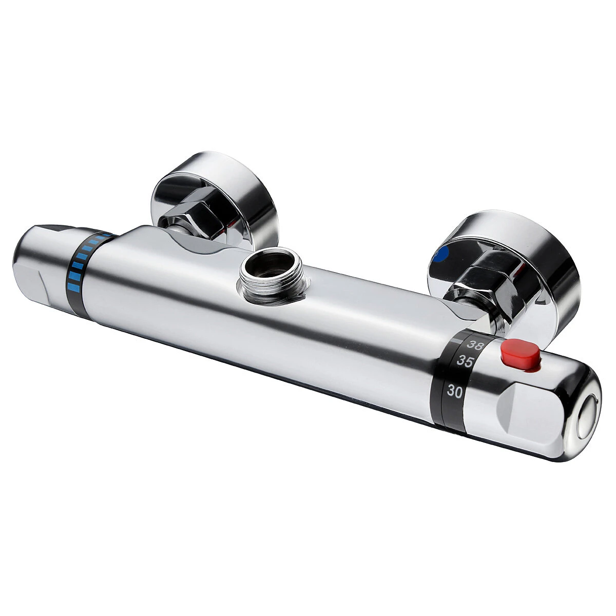 Bathroom Wall-mount Brass Thermostatic Shower Valve Bath Mixer Shower Control Valve Bottom Faucet 3/4" Thread Connector — view 4