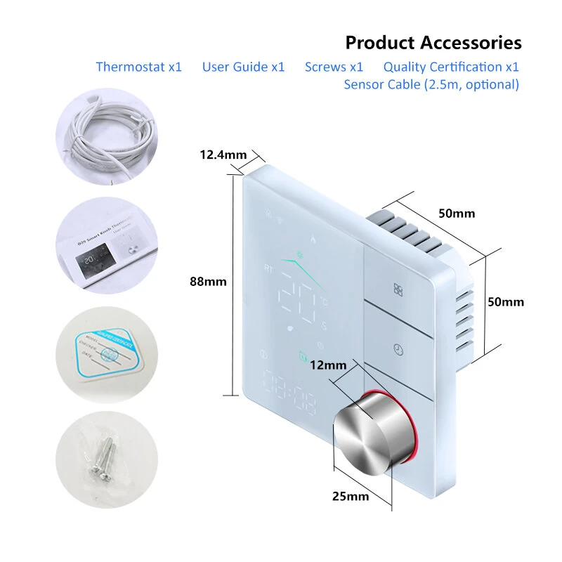 BECA Wireless Matter Smart Thermostat Temperature Controller Wall-mounted 5A/16A Water Gas Boiler Heating Voice Control with Alexa Google Assistant — view 8