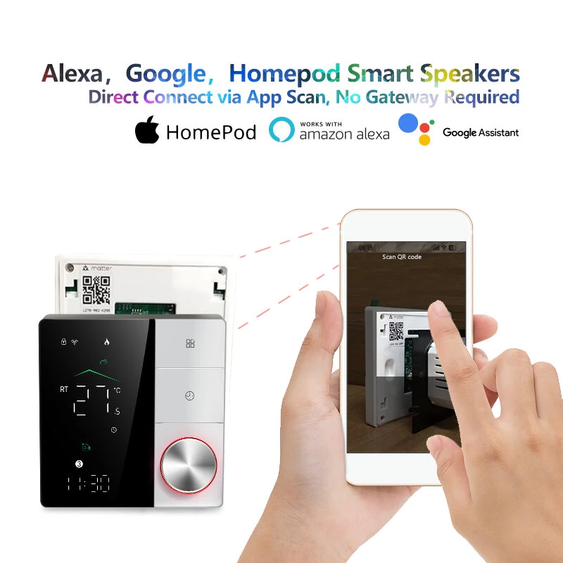 BECA Wireless Matter Smart Thermostat Temperature Controller Wall-mounted 5A/16A Water Gas Boiler Heating Voice Control with Alexa Google Assistant — view 9