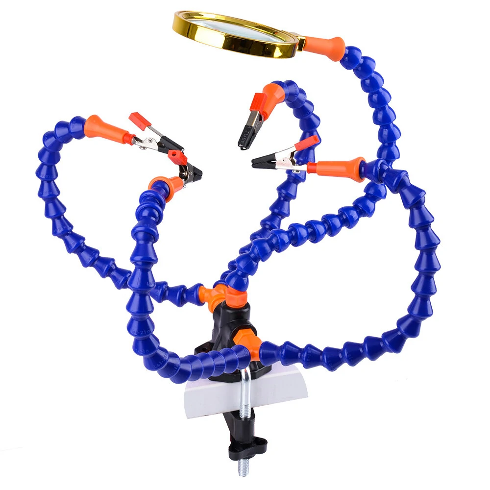 Bench Vise Table Clamp Soldering Station With 5Pc Flexible Arms Soldering Iron Holder Pcb Welding Repair Third Hand Tool — view 2