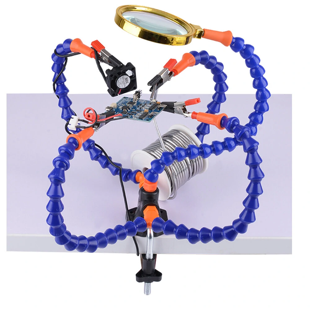 Bench Vise Table Clamp Soldering Station With 5Pc Flexible Arms Soldering Iron Holder Pcb Welding Repair Third Hand Tool — view 3