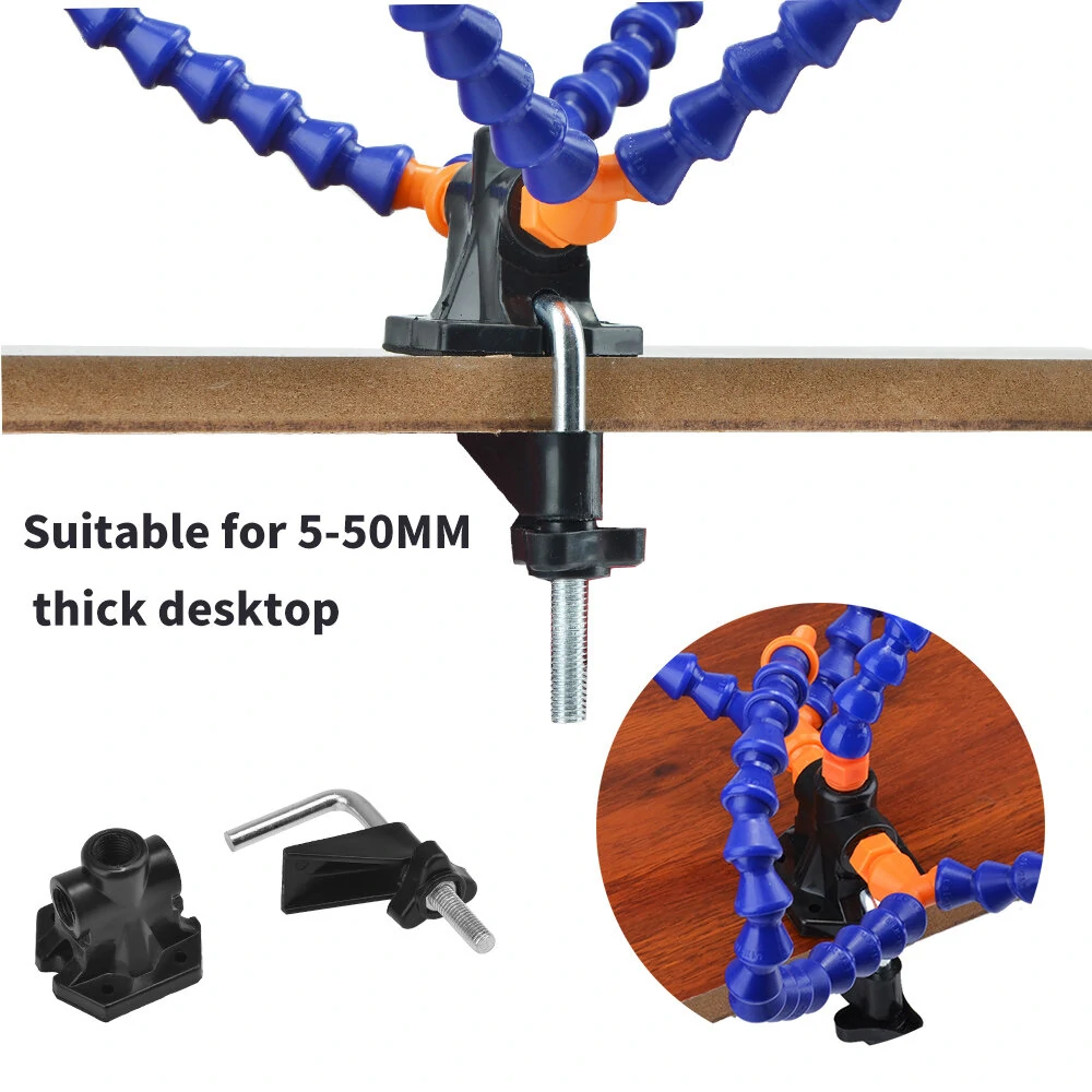 Bench Vise Table Clamp Soldering Station With 5Pc Flexible Arms Soldering Iron Holder Pcb Welding Repair Third Hand Tool — view 6