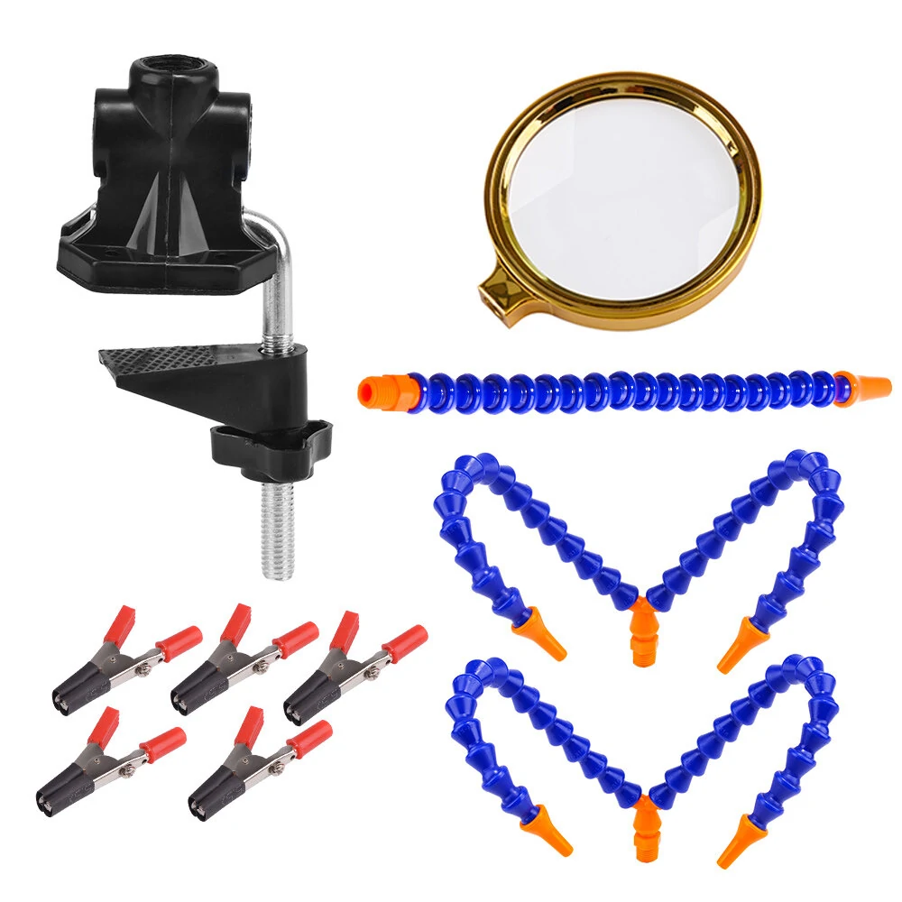 Bench Vise Table Clamp Soldering Station With 5Pc Flexible Arms Soldering Iron Holder Pcb Welding Repair Third Hand Tool — view 7