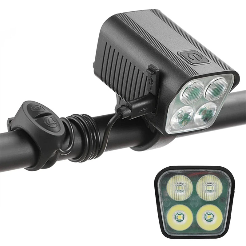 BENGGUO 2-in-1 LED Bicycle Front Light with Bell Horn 4 Super Bright LEDs 500mAh Battery Type-C Charging Safe for Night Cycling — view 10