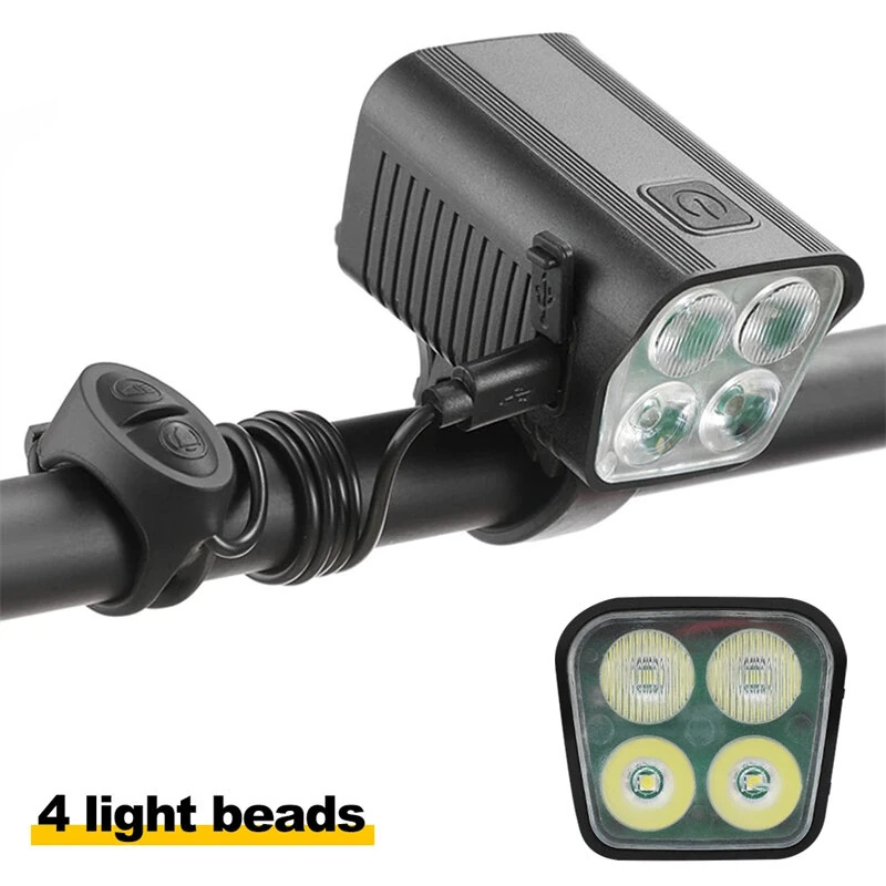 BENGGUO 2-in-1 LED Bicycle Front Light with Bell Horn 4 Super Bright LEDs 500mAh Battery Type-C Charging Safe for Night Cycling — view 4