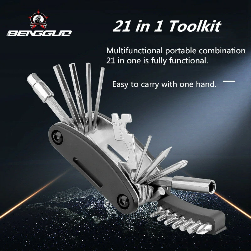 BENGGUO 21 in 1 Bicycle Repair Tool Kit Foldable Hex Wrench for MTB Mountain Road Bike Screwdriver Multi Function Tools Set — view 4