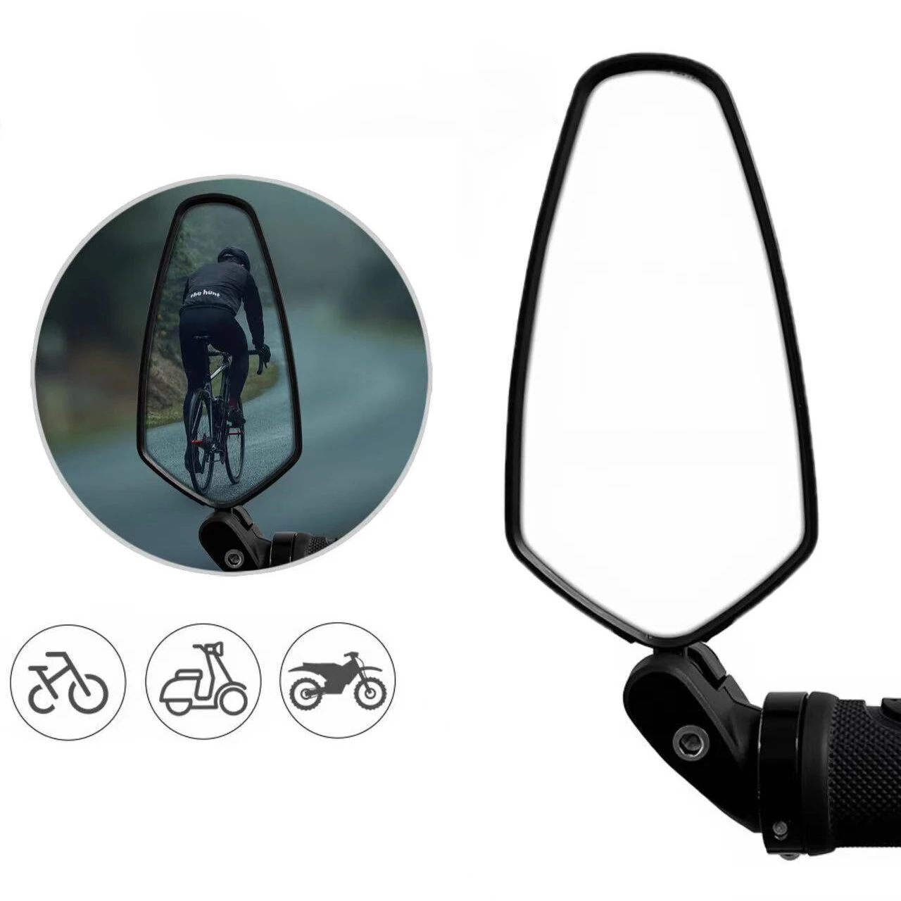 BENGGUO BG-5087 Bicycle Rearview Mirror 360° Adjustable MTB Diamond-shaped HD Bike Reflective Mirror for 16-22mm Handlebar End — BENGGUO