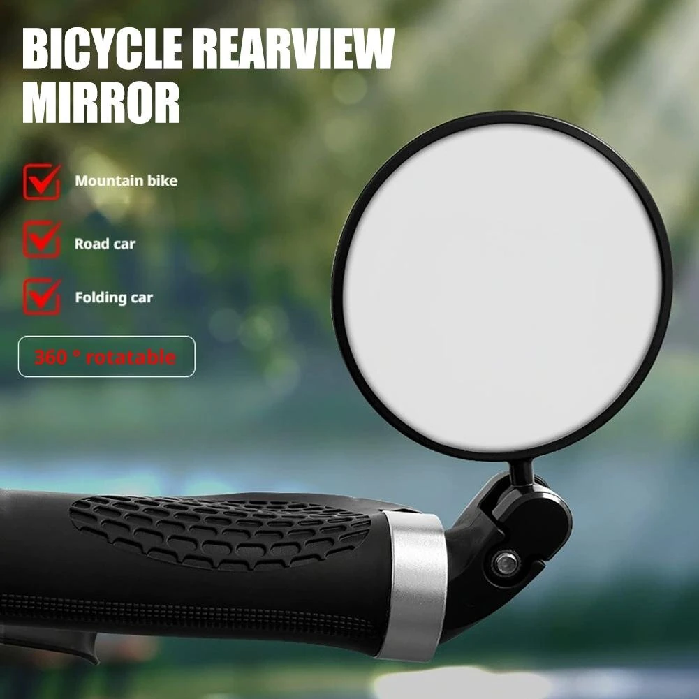 BENGGUO Round Bicycle Rearview Mirror 360° Adjustable Folding HD View Bike Glass Reflective Mirror for 16-22mm Handlebars — view 2