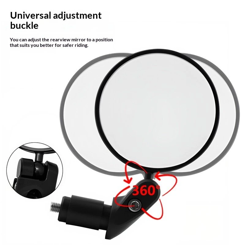 BENGGUO Round Bicycle Rearview Mirror 360° Adjustable Folding HD View Bike Glass Reflective Mirror for 16-22mm Handlebars — view 3