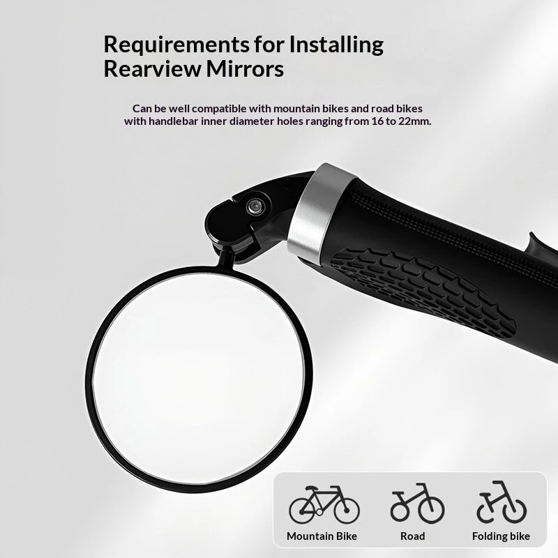 BENGGUO Round Bicycle Rearview Mirror 360° Adjustable Folding HD View Bike Glass Reflective Mirror for 16-22mm Handlebars — view 4