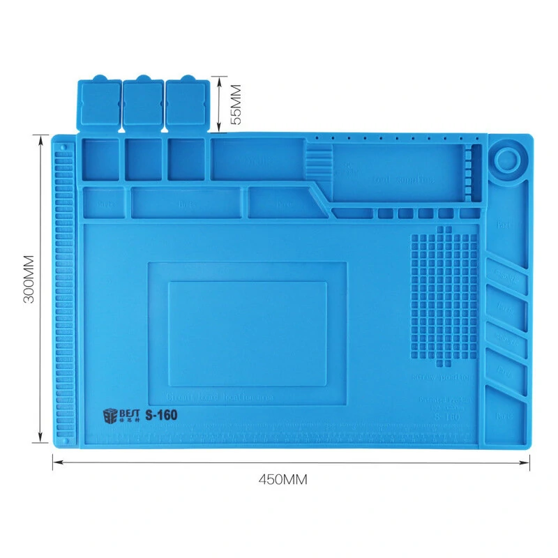 BEST S160 Magnetic Heat Insulation Silicone Pad Desk Mat Maintenance Platform BGA Soldering Repair Station — view 5