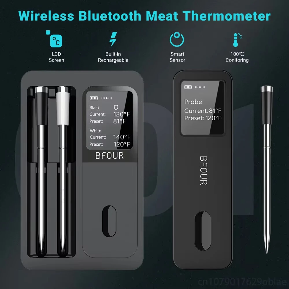 BF-30/BF-40 Wireless Meat Thermometer 328ft Long Range Bluetooth IP67 Waterproof Probes with LCD Booster for Grilling Smoker Oven BBQ — view 6