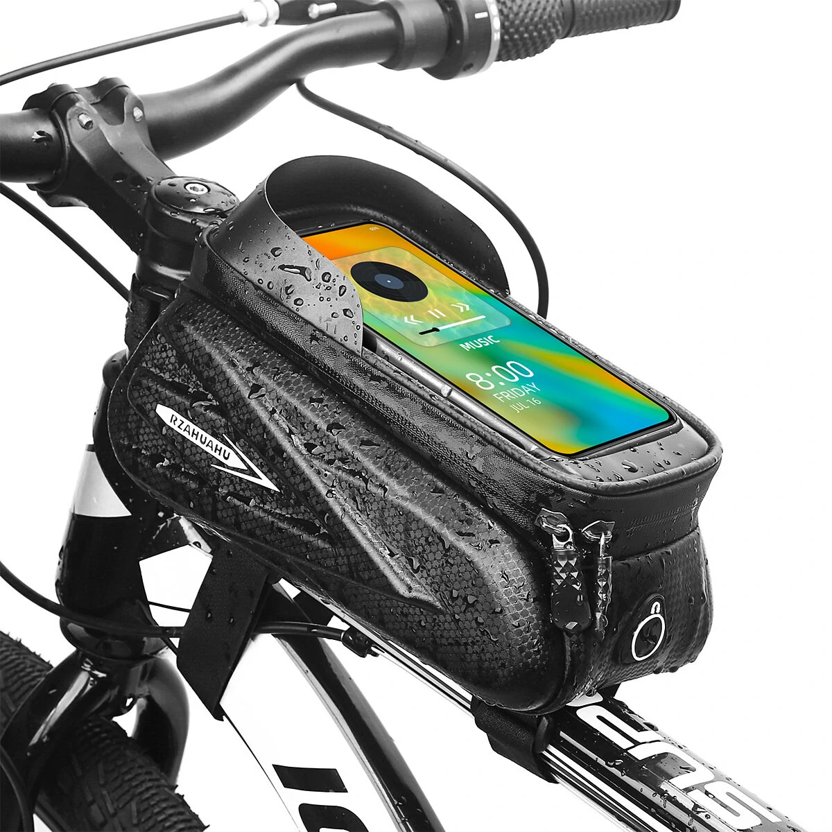 Bicycle Bag 1.5L frame Front Tube Cycling Bike Phone Mount Bag Waterproof Phone Case Holder 7.2 Inches Touchscreen Bag Accessories — RZAHUAHU
