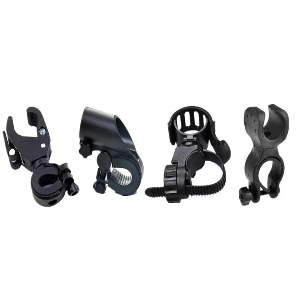 Bicycle Handlebar Light Bracket 360 Degree Rotatable Bike Lamp Holder LED Flashlight Plastic Clip Bike Light Mount Bracket — Bicycle