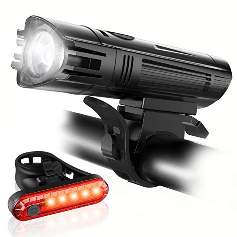 Bicycle Lights Set Powerful Front and Rear Taillight LED USB Rechargeable Waterproof Cycling Flashlight Bike Headlight Light — Bicycle