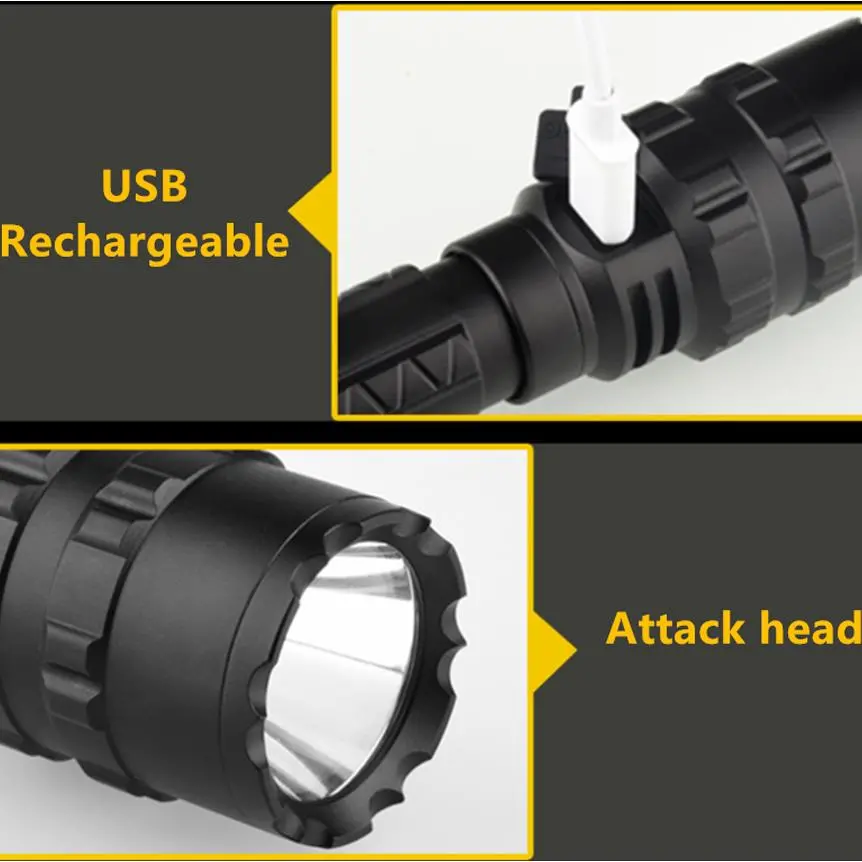 BIKIGHT 1102 L2 5Modes 1600 Lumens USB Rechargeable Camping Hunting LED Flashlight 18650 — view 7
