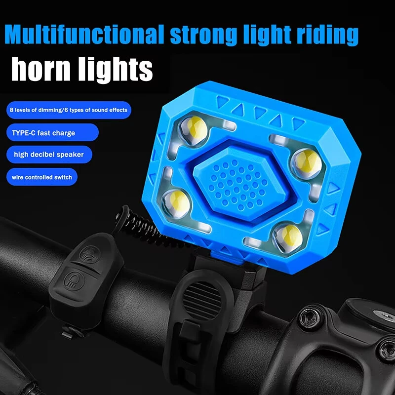 BIKIGHT 2-in-1 Wired Control Bicycle Horn Headlight 140dB Electric Bell 350LM Rechargeable Bike Front Light for MTB Cycling Safety — view 3