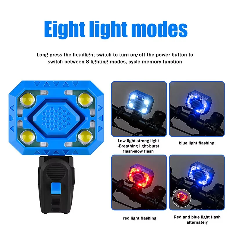 BIKIGHT 2-in-1 Wired Control Bicycle Horn Headlight 140dB Electric Bell 350LM Rechargeable Bike Front Light for MTB Cycling Safety — view 4