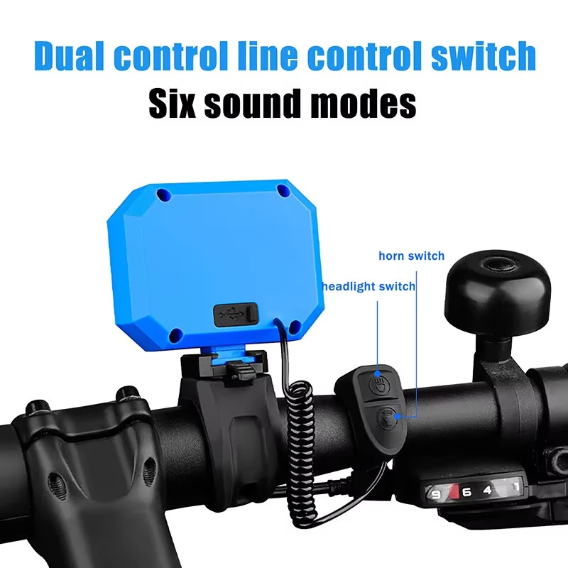 BIKIGHT 2-in-1 Wired Control Bicycle Horn Headlight 140dB Electric Bell 350LM Rechargeable Bike Front Light for MTB Cycling Safety — view 5