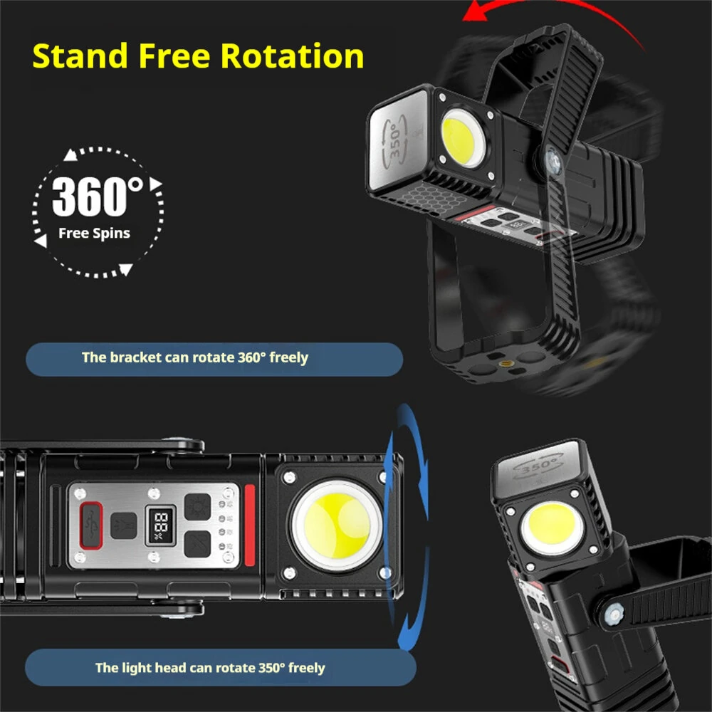 Bikight 3000LM 800M COB Flashlight Ajustable Angle USB Rechargeable Powerful Lamp with 8000mAh 21700 Battery Outdoors Portable Magnet Mini Work Light For Hiking Camping Working — view 5