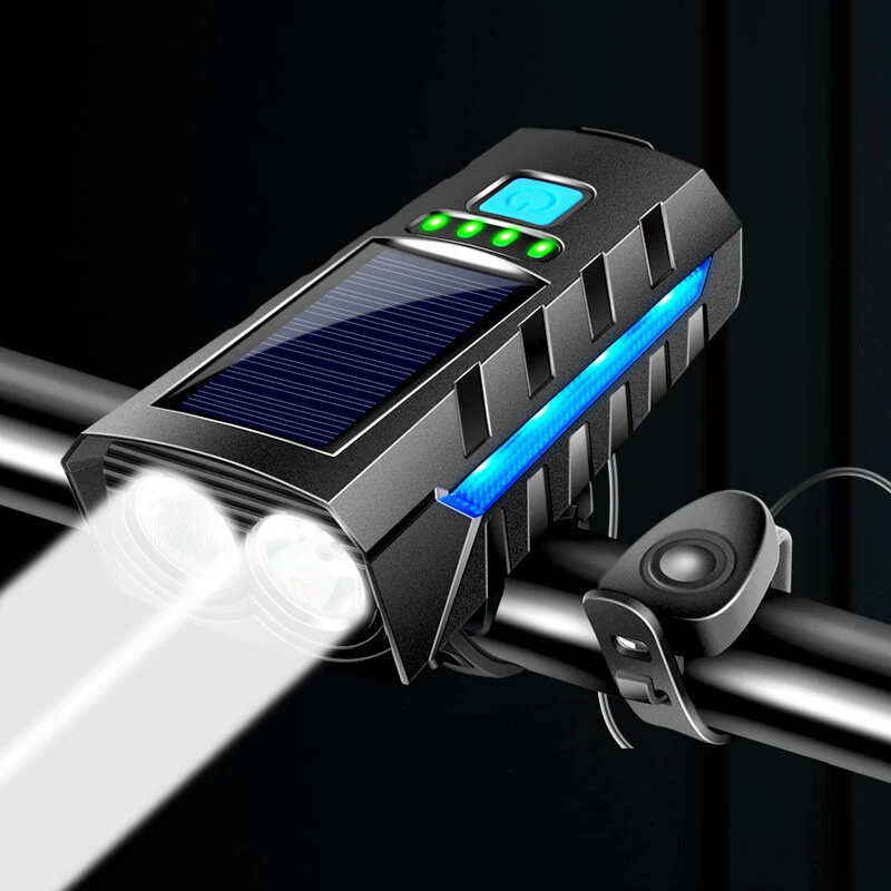 Bikight 4 in 1 Solar Bike Headlight 2400mAh Battery Power Bank 3 Light Modes Waterproof Bicycle Front Light with 130db Horn for MTB Bike Motorcycle Electric Vehicle — view 9