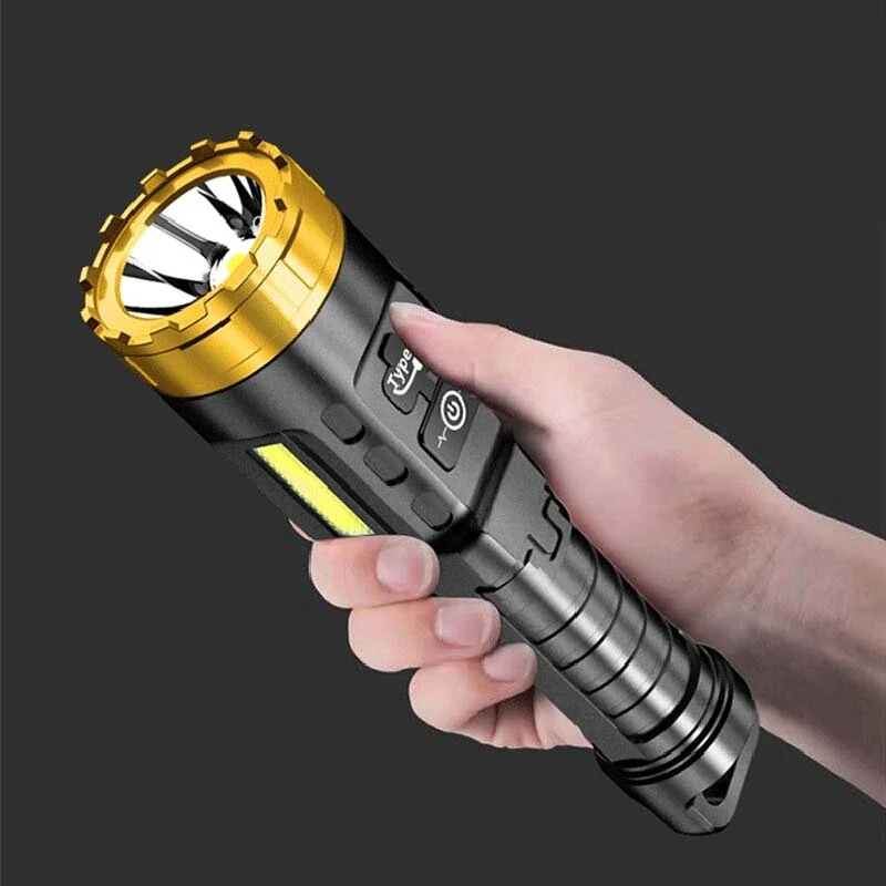 BIKIGHT 885 LED+COB 500m Long Range Strong LED Flashlight With COB Side Light Type-C USB Rechargeable Portable LED Torch Lamp Powerful Spotlight — view 5