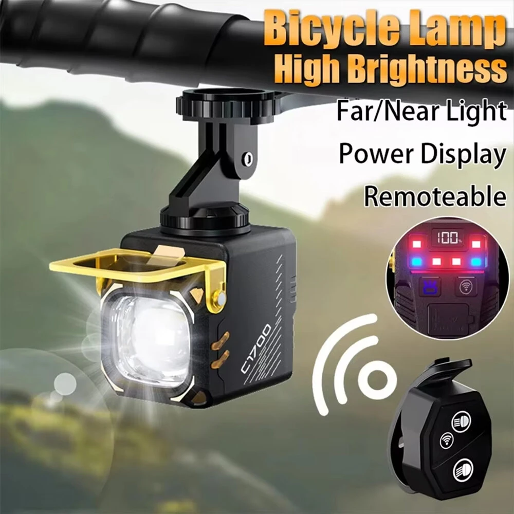 BIKIGHT Bicycle Front Light with Wireless Remote USB-C Rechargeable 8 Modes Cycling Headlight with Power Bank Waterproof for Night Riding — view 2