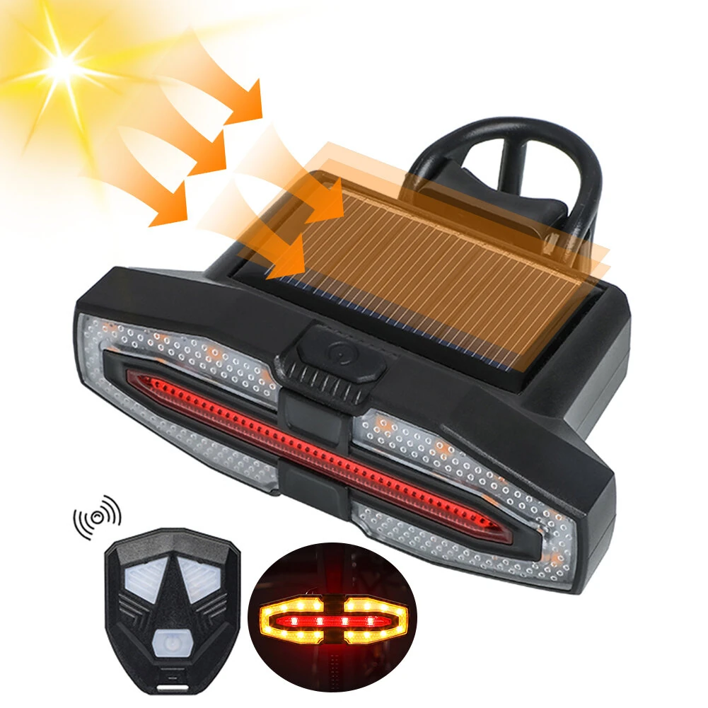 BIKIGHT Bicycle Solar Charging Wireless Remote Control Turn Signal Taillights USB Rechargeable Waterproof Bike Rear Light for Outdoor Night Riding Safety — view 11