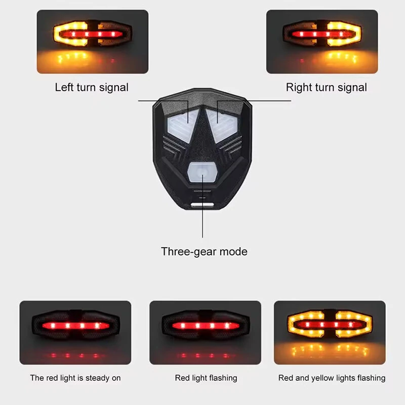 BIKIGHT Bicycle Solar Charging Wireless Remote Control Turn Signal Taillights USB Rechargeable Waterproof Bike Rear Light for Outdoor Night Riding Safety — view 3