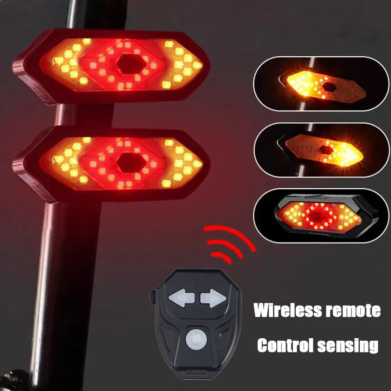 BIKIGHT Bicycle Solar Charging Wireless Remote Control Turn Signal Taillights USB Rechargeable Waterproof Bike Rear Light for Outdoor Night Riding Safety — view 4