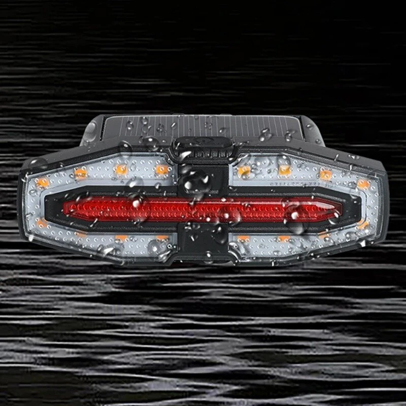 BIKIGHT Bicycle Solar Charging Wireless Remote Control Turn Signal Taillights USB Rechargeable Waterproof Bike Rear Light for Outdoor Night Riding Safety — view 8
