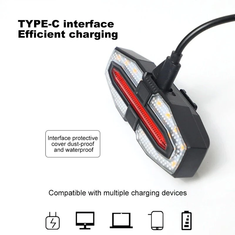 BIKIGHT Bicycle Solar Charging Wireless Remote Control Turn Signal Taillights USB Rechargeable Waterproof Bike Rear Light for Outdoor Night Riding Safety — view 9