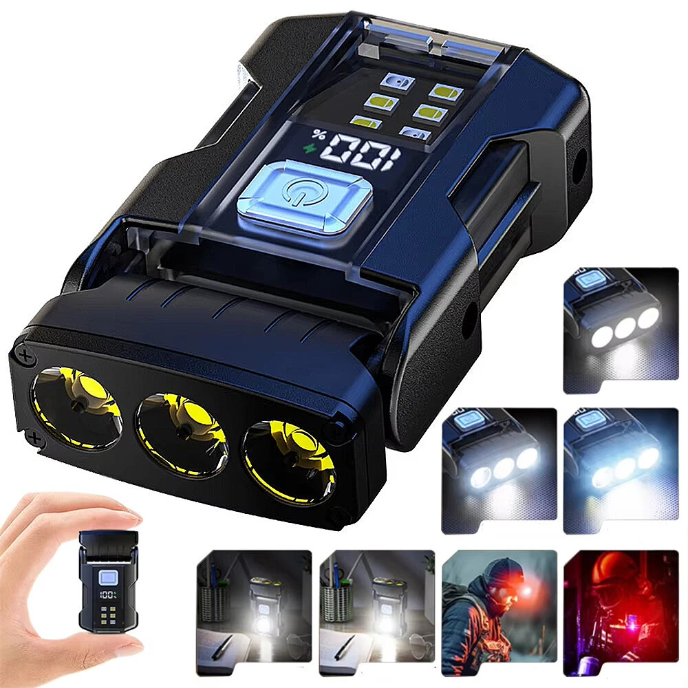 Bikight COB+SMD LED Super Bright Flashlight USB Charging Portable Camping Lantern Power Display Mini Emergency Lantern for Night Running — Bikight