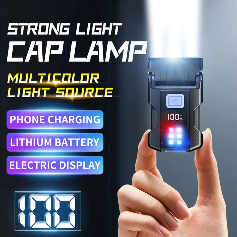 Bikight COB+SMD LED Super Bright Flashlight USB Charging Portable Camping Lantern Power Display Mini Emergency Lantern for Night Running — view 3