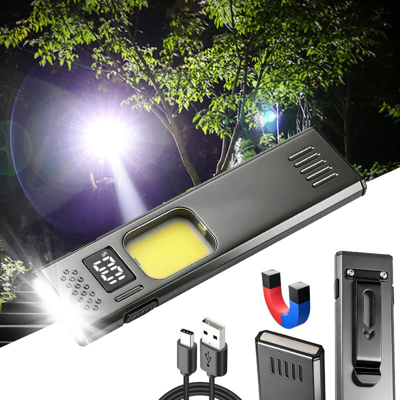 Bikight DC02 Extra-thin EDC Flashlight with 3 LED Main Light + COB Side Light USB-C Rechargeable Digital Display Magnetic Clip IPX4 Pocket Work Light — view 3