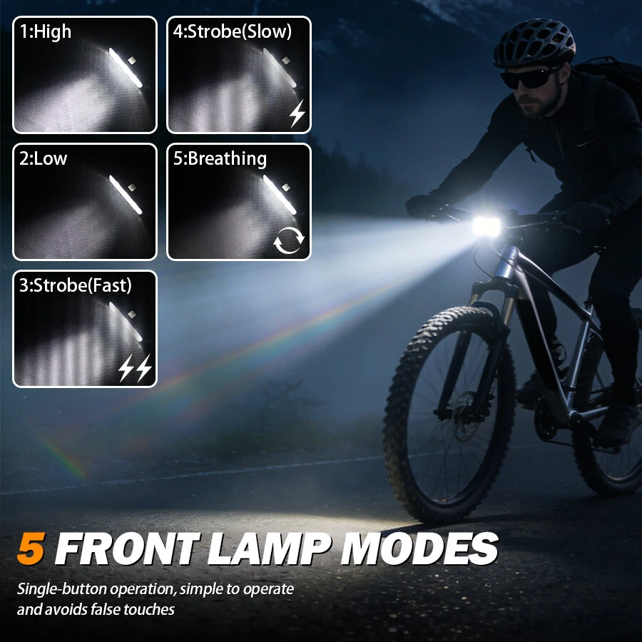BIKIGHT E083 Bicycle Headlight Taillight Type-C Charging Waterproof Lightweight Cycling Bike Light Set for Outdoor MTB Night Riding Safety — view 8