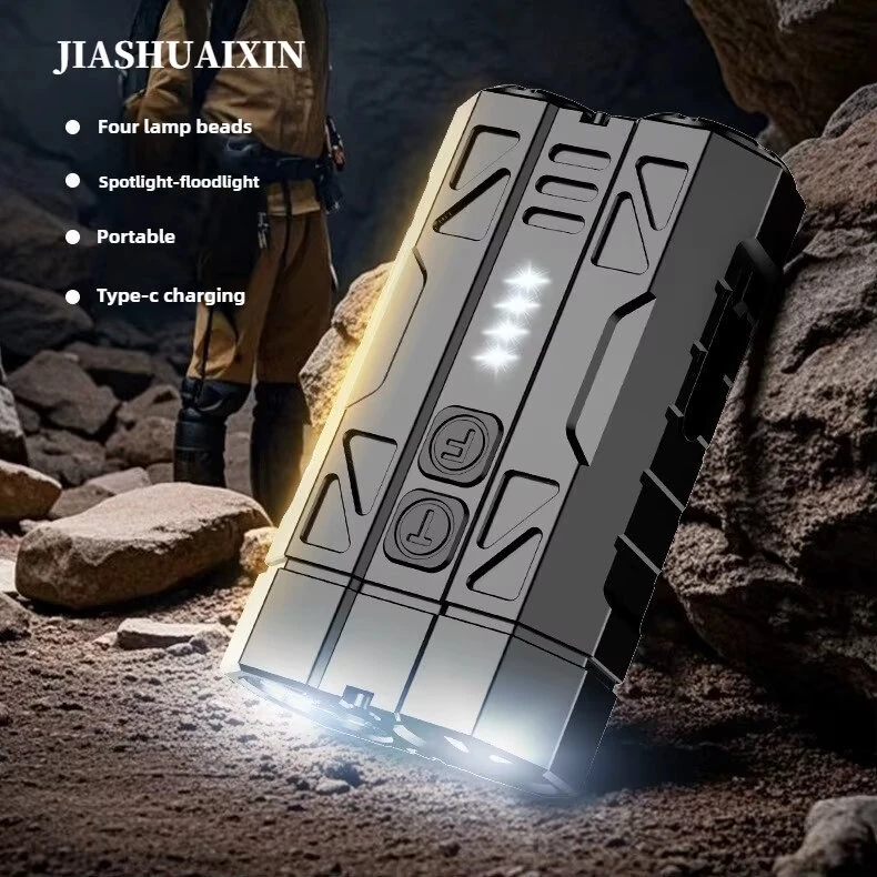 Bikight EDC Flashlight White Long Beam +3xTG3 LEDs Type-C Rechargeable Dual Switch Spotlight and  Floodlight Aluminum Alloy Tactical Flashlight for Outdoor Camping Hiking Emergency — view 3
