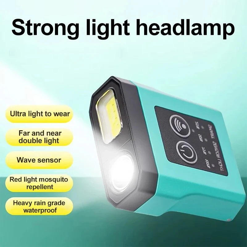 Bikight LED+COB Smart Sensor Portable Mini Headlamp USB Charging Induction Fishing Running Hat Clip Headlight Outdoor Waterproof Camping Work Lamp — view 5