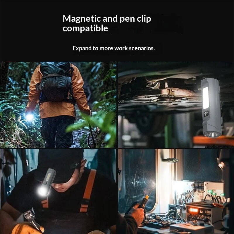 Bikight LY-905 Outdoors Magnetic LED Flashlight with Red LEP Pointer Dual Light Mode 5-Gear Dimming USB-C Recharging 18650 Battery for Outdoor Camping Hiking Emergency Tactical Torch Lamp with Back Backle Clip — view 4