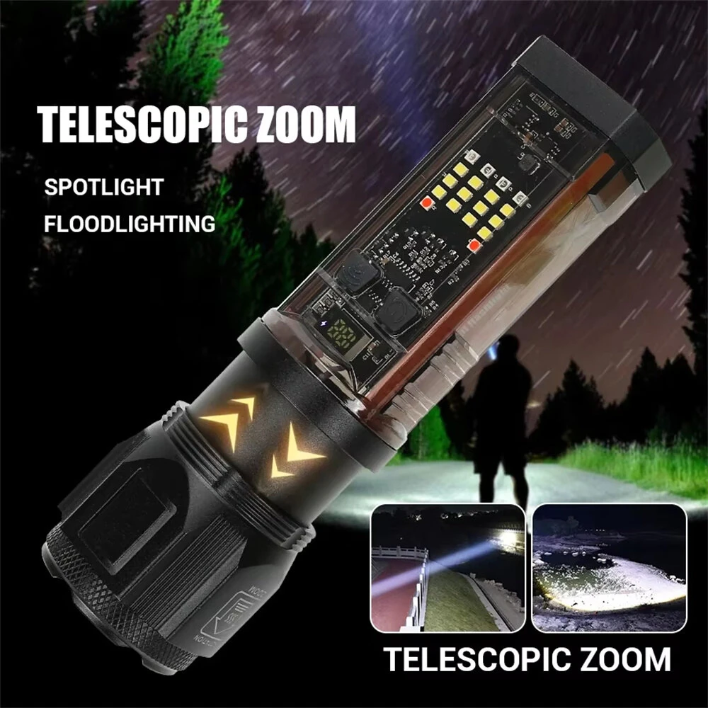 Bikight Multi-function Solar LED Flashlight Telescopic Zoom Torch 6 Modes Light Outdoor Emergency Power Bank LED Solar Lantern — view 10