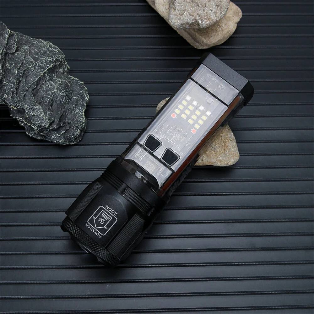 Bikight Multi-function Solar LED Flashlight Telescopic Zoom Torch 6 Modes Light Outdoor Emergency Power Bank LED Solar Lantern — view 6