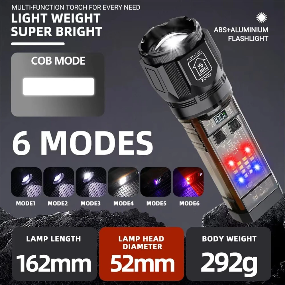 Bikight Multi-function Solar LED Flashlight Telescopic Zoom Torch 6 Modes Light Outdoor Emergency Power Bank LED Solar Lantern — view 8
