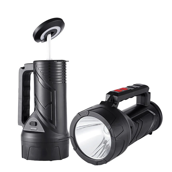 BIKIGHT Multifunctional High-power Flashlight with Retractable Lamp Pole 300-1000m Beam IPX8 waterproof Type-C Charging Power Bank Function for outdoor camping and emergency situations.
