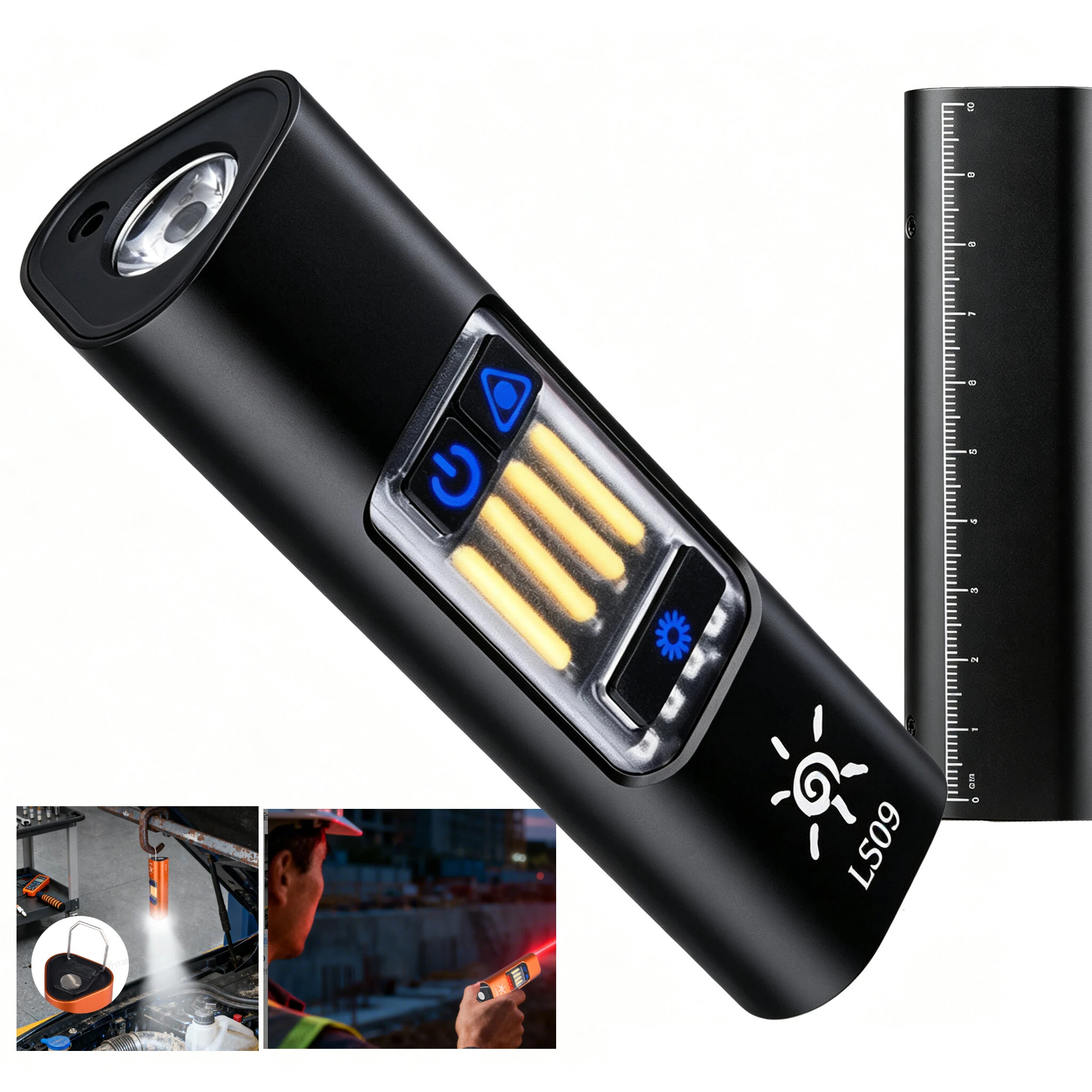 Bikight Multifunctional Super Bright Flashlight LED+COB 1800mAh Type-C Rechargeable Red LEP Magnetic Base Side Light Camping Hiking Tactical Gear — BIKIGHT
